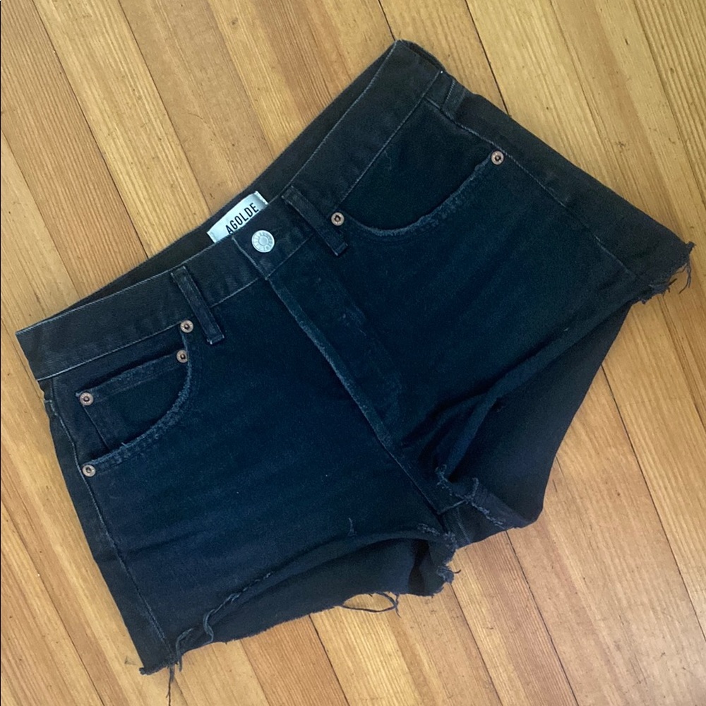 Agolde Black Jean Shorts High-Waisted Cut-Off